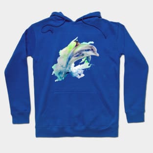 Watercolor Dolphin Jumping out of Water Hoodie